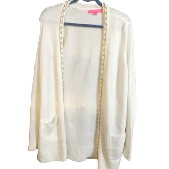 Lilly Pulitzer Valinda Cardigan – Coconut – Size Large – Gold Chain Trim - Picture 4 of 4
